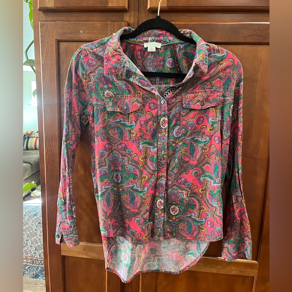 Sundance Pink and Green Paisley Button-Down Shirt
